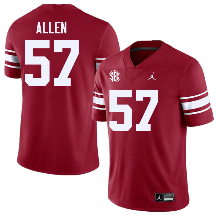 #57 Gunnar Allen Oklahoma Sooners 2024 SEC Conference College Football Jerseys-Throwback